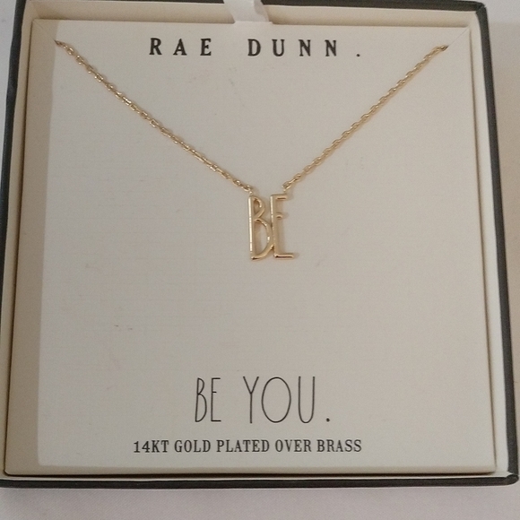Rae Dunn BE Necklace 14kt Gold over Brass, 16"+ - Picture 1 of 6